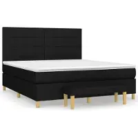 vidaXL Lit boxspring avec matelas noir 180x200 cm Tissu