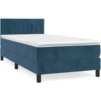 vidaXL Lit boxspring avec matelas bleu foncé 100x200 cm velours