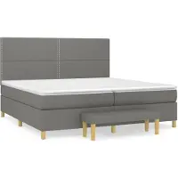 vidaXL Lit boxspring avec matelas gris foncé 200x200 cm Tissu