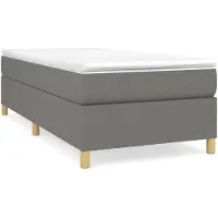 vidaXL Lit boxspring avec matelas gris foncé 90x200 cm Tissu