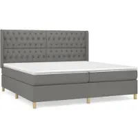 vidaXL Lit boxspring avec matelas gris foncé 200x200 cm Tissu