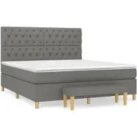 vidaXL Lit boxspring avec matelas gris foncé 160x200 cm Tissu