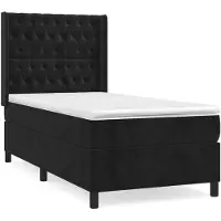 vidaXL Lit boxspring avec matelas noir 100x200 cm velours