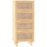 vidaXL Sideboard Marron 40x30x90 cm Pin massif et rotin naturel