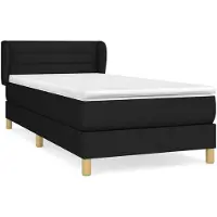 vidaXL Lit boxspring avec matelas noir 90x200 cm Tissu