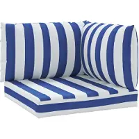 vidaXL Coussins de palette lot de 3 rayures bleues/blanches