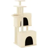 vidaXL Arbre à chat avec colonnes à griffer en sisal Crème 122 cm