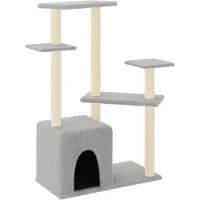 vidaXL Arbre à chat avec colonnes à griffer en sisal gris clair 107,5 cm