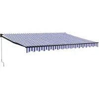 vidaXL Auvent rétractable Bleu et blanc 4,5x3 m Tissu et aluminium