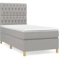 vidaXL Lit boxspring avec matelas gris clair 100x200 cm Tissu