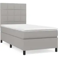 vidaXL Lit boxspring avec matelas gris clair 90x200 cm Tissu