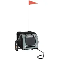 vidaXL Remorque pour vélo Chiens Gris et noir Tissu Oxford et fer
