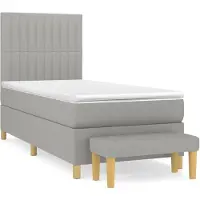 vidaXL Lit boxspring avec matelas gris clair 90x190 cm Tissu
