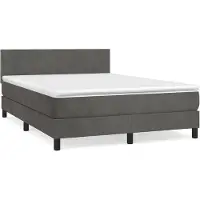 vidaXL Lit boxspring avec matelas gris foncé 140x190 cm velours