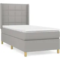 vidaXL Lit boxspring avec matelas gris clair 90x200 cm Tissu