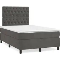 vidaXL Lit boxspring avec matelas gris foncé 120x200 cm velours