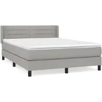 vidaXL Lit boxspring avec matelas gris clair 140x200 cm Tissu