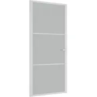vidaXL Porte intérieure 93x201,5 cm Blanc verre dépoli et aluminium