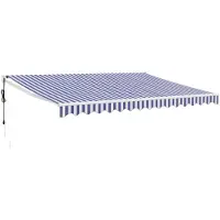 vidaXL Store électrique à manivelle bleu et blanc 4x3 m