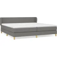 vidaXL Lit boxspring avec matelas gris foncé 200x200 cm Tissu