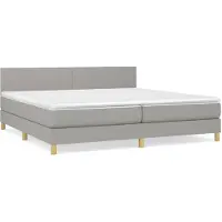 vidaXL Lit boxspring avec matelas gris clair 200x200 cm Tissu