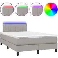 vidaXL Lit boxspring avec matelas & LED gris clair 120x200 cm Tissu