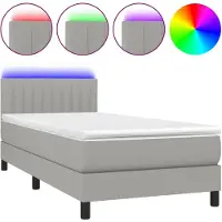 vidaXL Lit boxspring avec matelas & LED gris clair 90x200 cm Tissu