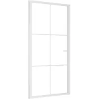 vidaXL Porte intérieure 102,5x201,5 cm Blanc Verre ESG et aluminium