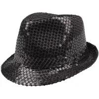 Generique chapeau popstar sequins noir adulte - 01295