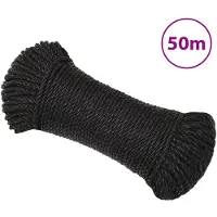 vidaXL Corde de travail Noir 8 mm 50 m polypropylène