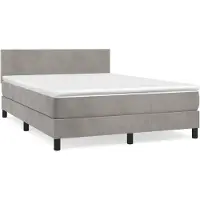 vidaXL Lit boxspring avec matelas gris clair 140x200 cm velours