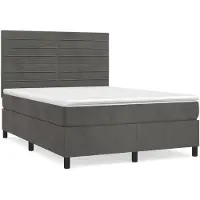 vidaXL Lit boxspring avec matelas gris foncé 140x200 cm velours