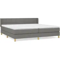 vidaXL Lit boxspring avec matelas gris foncé 200x200 cm Tissu