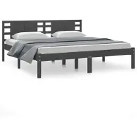 vidaXL Lit en bois massif pin gris 200x200 cm