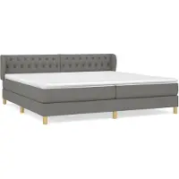 vidaXL Lit boxspring avec matelas gris foncé 200x200 cm Tissu