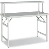 vidaXL Table de travail de cuisine avec panneau à poser 120x60x115 cm inox