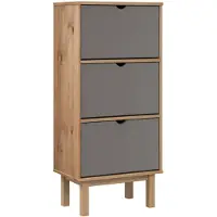 vidaXL Armoire à chaussures OTTA et 3 tiroirs Marron et gris Bois pin