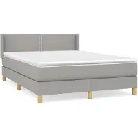 vidaXL Lit boxspring avec matelas gris clair 140x190 cm Tissu