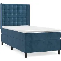 vidaXL Lit boxspring avec matelas bleu foncé 80x200 cm velours