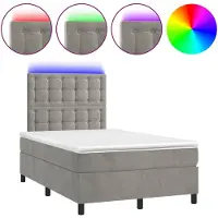 vidaXL Lit boxspring avec matelas & LED gris clair 120x200 cm velours