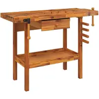 vidaXL Établi avec tiroir et étaux 124 x 52 x 83 cm Bois massif d'acacia
