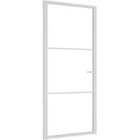 vidaXL Porte intérieure 93x201,5 cm Blanc Verre ESG et aluminium