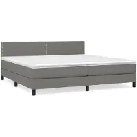 vidaXL Lit boxspring avec matelas gris foncé 200x200 cm Tissu