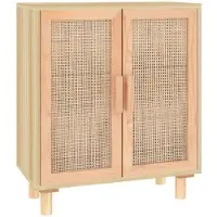 vidaXL Sideboard Marron 60x30x70 cm Pin massif et rotin naturel
