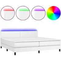 vidaXL Lit Boxspring avec matelas & LED Blanc 200x200 cm Similicuir