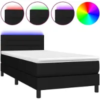 vidaXL Lit Boxspring avec matelas & LED Noir 100x200 cm Tissu
