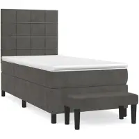 vidaXL Lit boxspring avec matelas gris foncé 90x190 cm velours