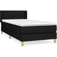 vidaXL Lit boxspring avec matelas noir 90x200 cm Tissu