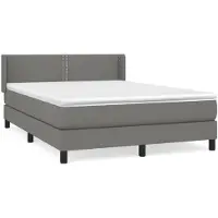 vidaXL Lit boxspring avec matelas gris foncé 140x200 cm Tissu