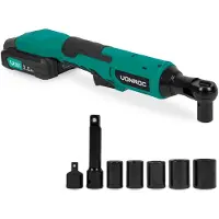 Vonroc Clé à cliquet Accu - 20V - 50Nm - 3/8" - avec jeu de 8 douilles - batterie 2.0Ah et chargeur rapide inclus - également pour utilisation manuelle - idéal pour les boulons et écrous difficiles